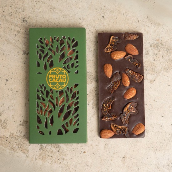 Barra Gourmet 70% Zero Açúcar com Amêndoas e Figo - 80 gr Barra Gourmet 70% Zero Açúcar com Amêndoas e Figo - 80 gr