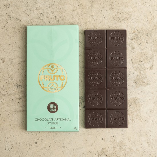 Chocolate 70% com Xylitol - 80 gr