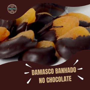 Damasco banhado com chocolate