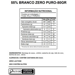 Barra Chocolate Branco 55% Puro, Zero 